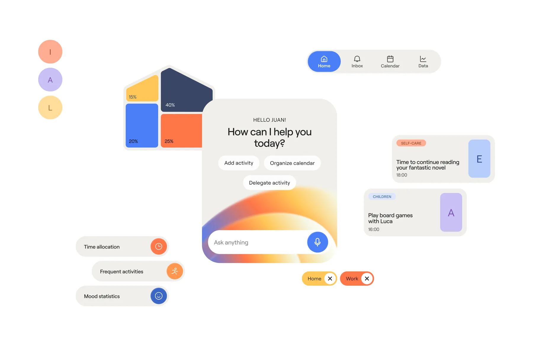 Niva home screen and interface components