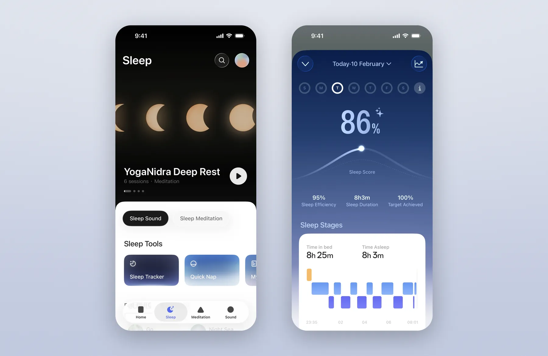 Tide sleep screen beside the nightly sleep score and sleep stages